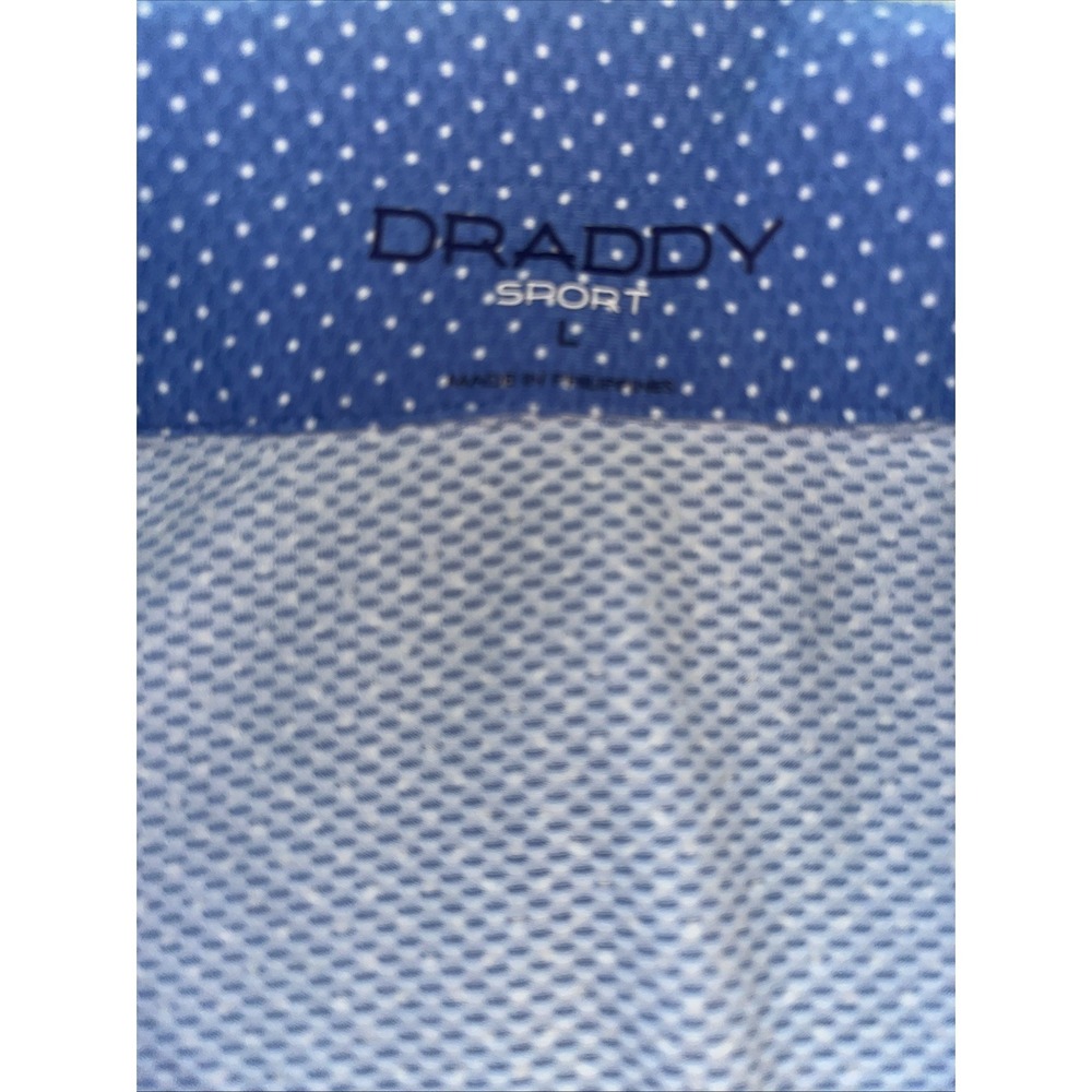 Draddy Sport Men's Polo Shirt Size Large Blue With White Dots Short Sleeve - Picture 5 of 8